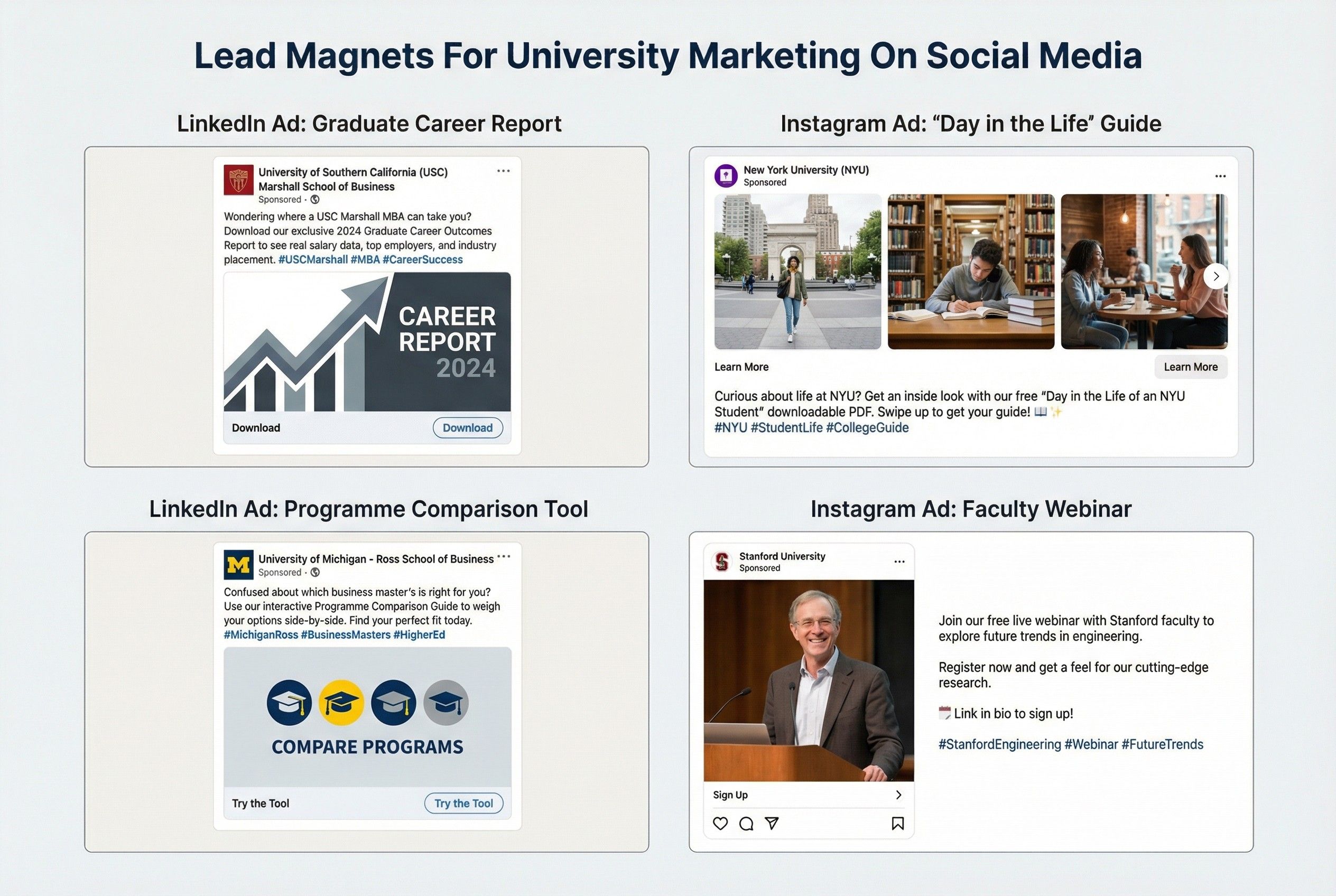 Lead magnet for paid social ads for universities, colleges and higher education institutions
