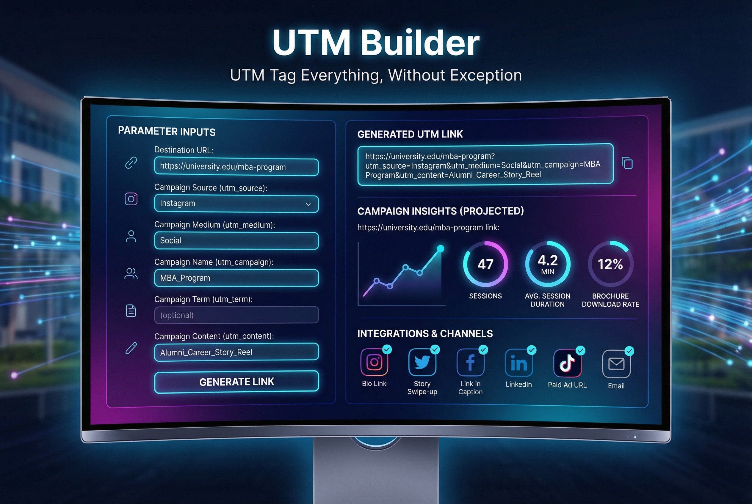UTM Builder to tag links for universities, colleges, and higher education institutions
